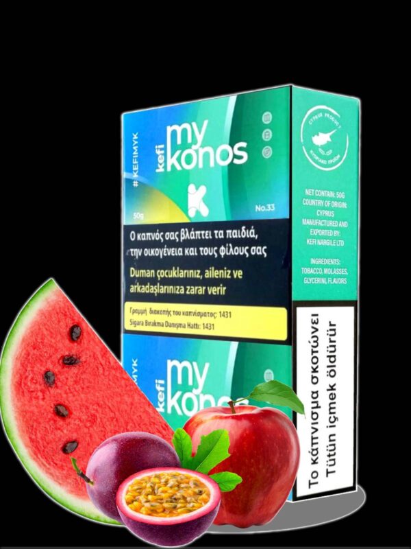 Mykonos Kefi Flavor 50g Watermelon with Apple and Passionfruit Cyprus Tobacco Shisha Hookah narghile in limassol Shisha Puff